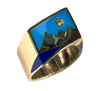 Small photo of ring inlaid with blue stones.