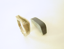Photo shows the ring and the piece of rough Black Jade which I will use for the inlay.