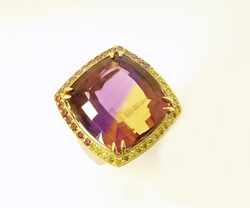 Another view of the Ametrine set in a ring.