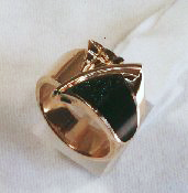 A ring with black Onyx with druzy crystals.
