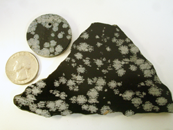A slab of Snowflake Obsidian.